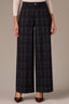 Ultra Navy Multi Contour Shape Technology Skyrise Angled Dart Seam Slit Hem Plaid Print Whitney Wide Leg Petite Woven Pant
