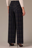 Ultra Navy Multi Contour Shape Technology Skyrise Angled Dart Seam Slit Hem Plaid Print Whitney Wide Leg Petite Woven Pant