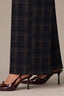 Ultra Navy Multi Contour Shape Technology Skyrise Angled Dart Seam Slit Hem Plaid Print Whitney Wide Leg Petite Woven Pant