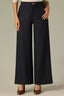 Dark Indigo Contour Shape Technology Skyrise Curved Front Pockets Patch Back Angled Dart Seams Gold Contrast Seam Slit Hem Whitney Wide Leg Petite Knit Pant