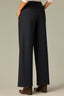 Dark Indigo Contour Shape Technology Skyrise Curved Front Pockets Patch Back Angled Dart Seams Gold Contrast Seam Slit Hem Whitney Wide Leg Knit Pant