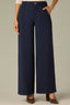 Ultra Navy Contour Shape Technology Skyrise Curved Front Pockets Patch Back Angled Dart Seams Slit Hem Whitney Wide Leg Woven Pant