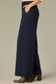 Ultra Navy Contour Shape Technology Skyrise Curved Front Pockets Patch Back Angled Dart Seams Slit Hem Whitney Wide Leg Petite Woven Pant