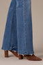 Mid Blue Artisanal Denim Contour Shape Technology High Rise Grinded Hem Strings Madison Itty Bitty Boot Petite Jean