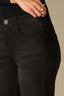Washed Black Denim Contour Shape Technology High Rise Grinded Hem String Madison Itty Bitty More Boot Jeans
