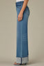 Mid Blue Artisanal Contour Shape Technology Skyrise Wide Fixed Cuff Wide Leg Jean