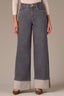 Grey Denim Contour Shape Technology Skyrise Wide Fixed Cuff Wide Leg Petite Jeans