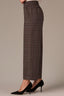 Chocolate Taupe Multi Contour Shape Technology Skyrise Elastic Pull On Waist Faux Fly Slit Hem Plaid Print Petite Wide Leg Trouser