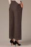 Chocolate Taupe Multi Contour Shape Technology Skyrise Elastic Pull On Waist Faux Fly Slit Hem Plaid Print Petite Wide Leg Trouser