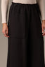 Black Skyrise Pull On Paper Bag Waist Drawstring Paneling Slit Hem V-Yoke Wide Leg Pant