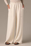 Blanched Almond Skyrise Pull-On Paper Bag Waist Drawstring Two-Pocket Styling Paneling Detail Slit Hem V-Shaped Yoke Petite Wide Leg Pant