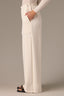 Blanched Almond Skyrise Pull-On Paper Bag Waist Drawstring Two-Pocket Styling Paneling Detail Slit Hem V-Shaped Yoke Petite Wide Leg Pant