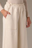 Blanched Almond Skyrise Pull-On Paper Bag Waist Drawstring Two-Pocket Styling Paneling Detail Slit Hem V-Shaped Yoke Petite Wide Leg Pant