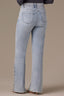 Light Blue Artisanal Denim Contour Shape Technology High Rise Hem Cutout Metallic Beading Petite Sam Wide Leg Jean 