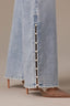 Light Blue Artisanal Denim Contour Shape Technology High Rise Hem Cutout Metallic Beading Petite Sam Wide Leg Jean 
