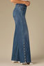 Blue Denim Contour Shape Technology REPREVE High Rise Cut Out Pearl Detail Sam Wide Leg Petite Jean