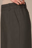 Midnight Olive Skyrise Elastic Pull-On Waist Double Side Seam Dart Seams Wide Leg Trouser 
