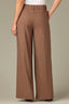 Mocha Skyrise Elastic Pull-On Waist Double Side Seam Dart Seams Wide Leg Trouser 