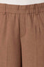 Mocha Skyrise Elastic Pull-On Waist Double Side Seam Dart Seams Wide Leg Trouser 