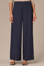 Navy Skyrise Elastic Pull-On Waist Double Side Seam Dart Seams Wide Leg Trouser 

