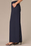 Navy Skyrise Elastic Pull-On Waist Double Side Seam Dart Seams Wide Leg Trouser 
