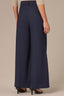 Navy Skyrise Elastic Pull-On Waist Double Side Seam Dart Seams Wide Leg Trouser 
