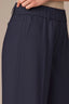 Navy Skyrise Elastic Pull-On Waist Double Side Seam Dart Seams Wide Leg Trouser 
