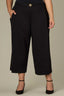 Black Contour Shape Technology Skyrise Fixed W&W Belt Side Zipper Pleated Cropped Hem Plus Size Wide Leg Trouser