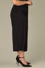 Black Contour Shape Technology Skyrise Fixed W&W Belt Side Zipper Pleated Cropped Hem Plus Size Wide Leg Trouser