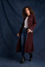 Oxblood Long Buttoned Sleeve Collar Neck Breast Side Pocket Square Yoke Button Front Self Tie Waist Woven Corduroy Dress