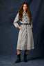 Light Grey Long Sleeve Collar Neck Button Down Breast Pocket Self Tie Denim Dress