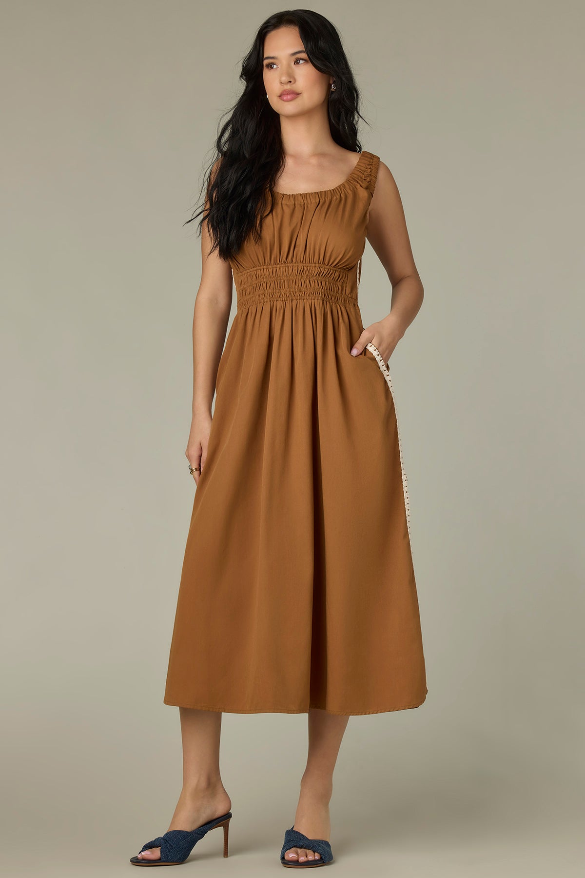 wit and wisdom denim dress Pleated Denim Midi Dress (Women)