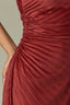 Ancient Clay Sleeveless Mock Neck Back Zipper Ruched Side Pleated Hi-Low Hem Petite Woven Velvet Maxi Dress