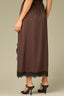 Brown Elastic Banded Pull-On Waist Lace Slit Hem Woven Maxi Skirt