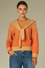 Golden Sugar Multi Stripe Long Sleeve Round Neck Front Tie Stripes Straight Hem Twofer Sweater Top