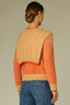 Golden Sugar Multi Stripe Long Sleeve Round Neck Front Tie Stripes Straight Hem Twofer Sweater Top