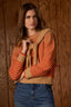 Golden Sugar Multi Stripe Long Sleeve Round Neck Front Tie Stripes Straight Hem Twofer Sweater Top