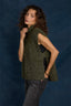 Heather Grape Leaf Extended Shoulder Sleeve Turtle Neck Hi-Low Slit Hem Tunic Sweater Bib Top