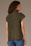Heather Grape Leaf Extended Shoulder Sleeve Turtle Neck Hi-Low Slit Hem Tunic Petite Sweater Bib Top