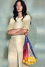 Buttercream Above Elbow Flounce Scallop Sleeve Round Neck Ribbed Mixed Stitch Sweater