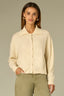 Cream Drop Shoulder Long Dolman Sleeve Collar Neck Button Down Front Tucked Bubble Hem Pleated Petite Sweater Cardigan