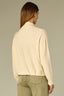 Cream Drop Shoulder Long Dolman Sleeve Collar Neck Button Down Front Tucked Bubble Hem Pleated Petite Sweater Cardigan