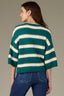 Lake Green Below Elbow Drop Shoulder Sleeve Double Round Neck Rugby Stripe Petite Sweater