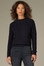 Black Long Raglan Sleeve Mock Neck Soutache Embroidered Curled Edge Pull Over Sweater 
