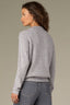 Heather Grey Long Raglan Sleeve Mock Neck Soutache Embroidered Curled Edge Pull Over Sweater 

