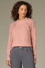 Lipstick Mauve Long Raglan Sleeve Mock Neck Soutache Embroidered Curled Edge Pull Over Sweater 