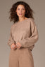 Heather Oatmeal Long Sleeve Scallop Boat Neck Crochet Embroidered Sweater