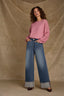 New Rose Long Sleeve Scallop Boat Neck Crochet Embroidered Sweater

