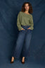 Blue Denim Contour Shape Technology High Rise V-Pocket V-Yoke Front Panel Barely Barrel Jean