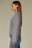 Grey Drop Shoulder Wide Sleeve Round Neck Hook Front Cable Knit Open Front Straight Hem Sweater Cardigan